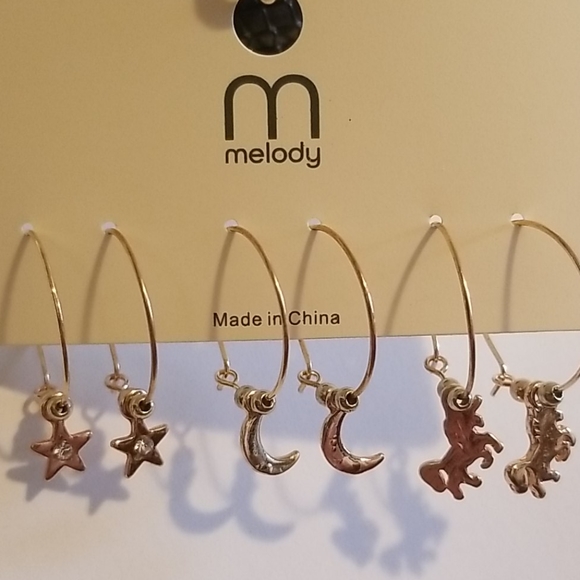 3 for $15 Set of 3 Hoop Pendant Earrings - Picture 3 of 5